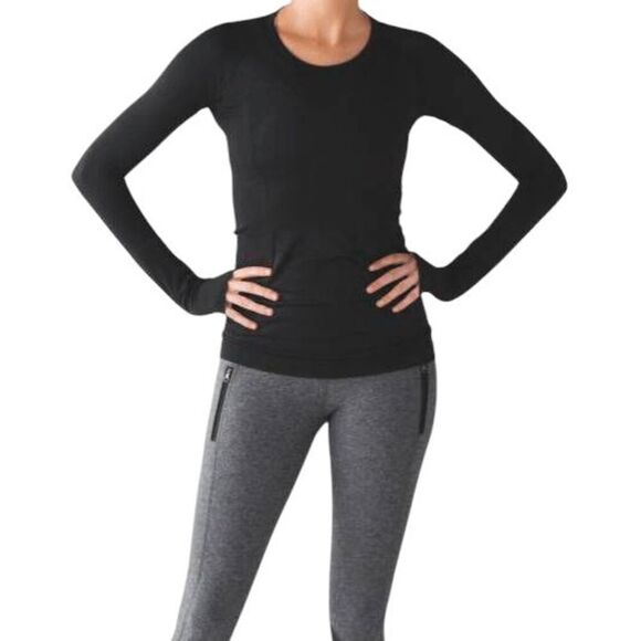 LULULEMON ATHLETICA Swiftly Tech Long Sleeve Crew In Black Size 2 - Picture 1 of 4
